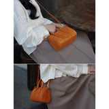 [PD0815]20cm Boston Bag Vegetable Tanned Leather Women's Handbag Top Grain Cow Leather Crossbody PD0815