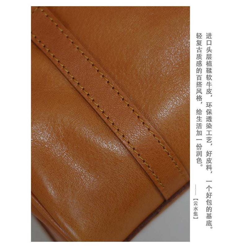 [PD0815]20cm Boston Bag Vegetable Tanned Leather Women's Handbag Top Grain Cow Leather Crossbody PD0815