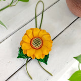 [PD0817] Vegetable tanned cowhide handmade sunflower bag charm PD817