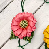 [PD0817] Vegetable tanned cowhide handmade sunflower bag charm PD817