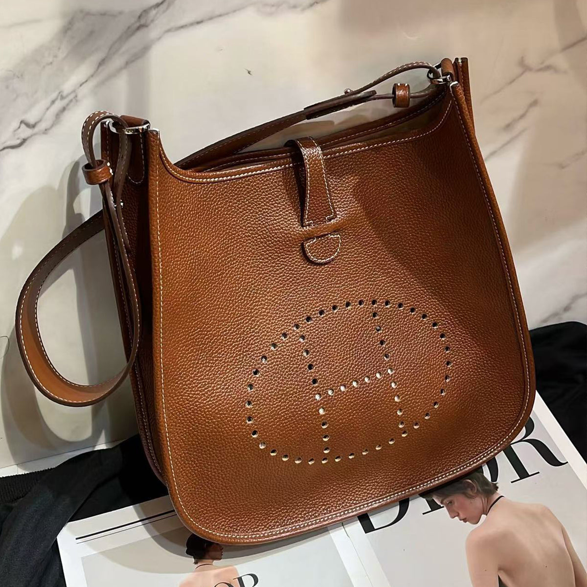 [PD0849]Size 29 barenia faubourg leather top grain bullhide Evely style crossbody shoulder bag PD0849