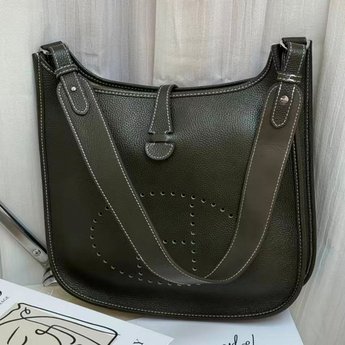 [PD0849]Size 29 barenia faubourg leather top grain bullhide Evely style crossbody shoulder bag PD0849