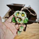 [PD0850] Handmade flower bag charm in vegetable tanned cowhide leather PD0850