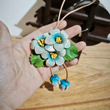 [PD0850] Handmade flower bag charm in vegetable tanned cowhide leather PD0850