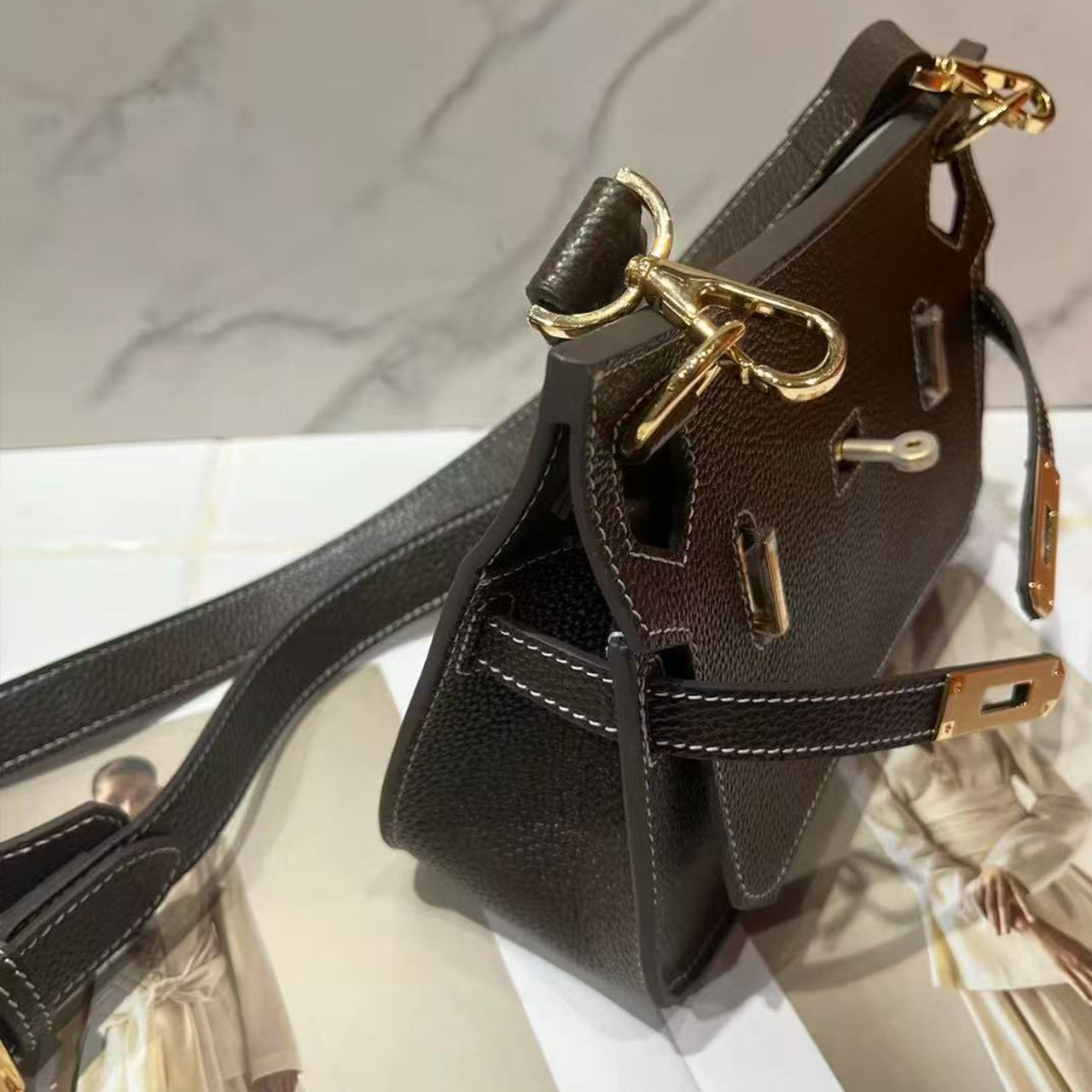 [PD0872] Barenia faubourg leather flap bag crossbody bag shoulder bag PD0872