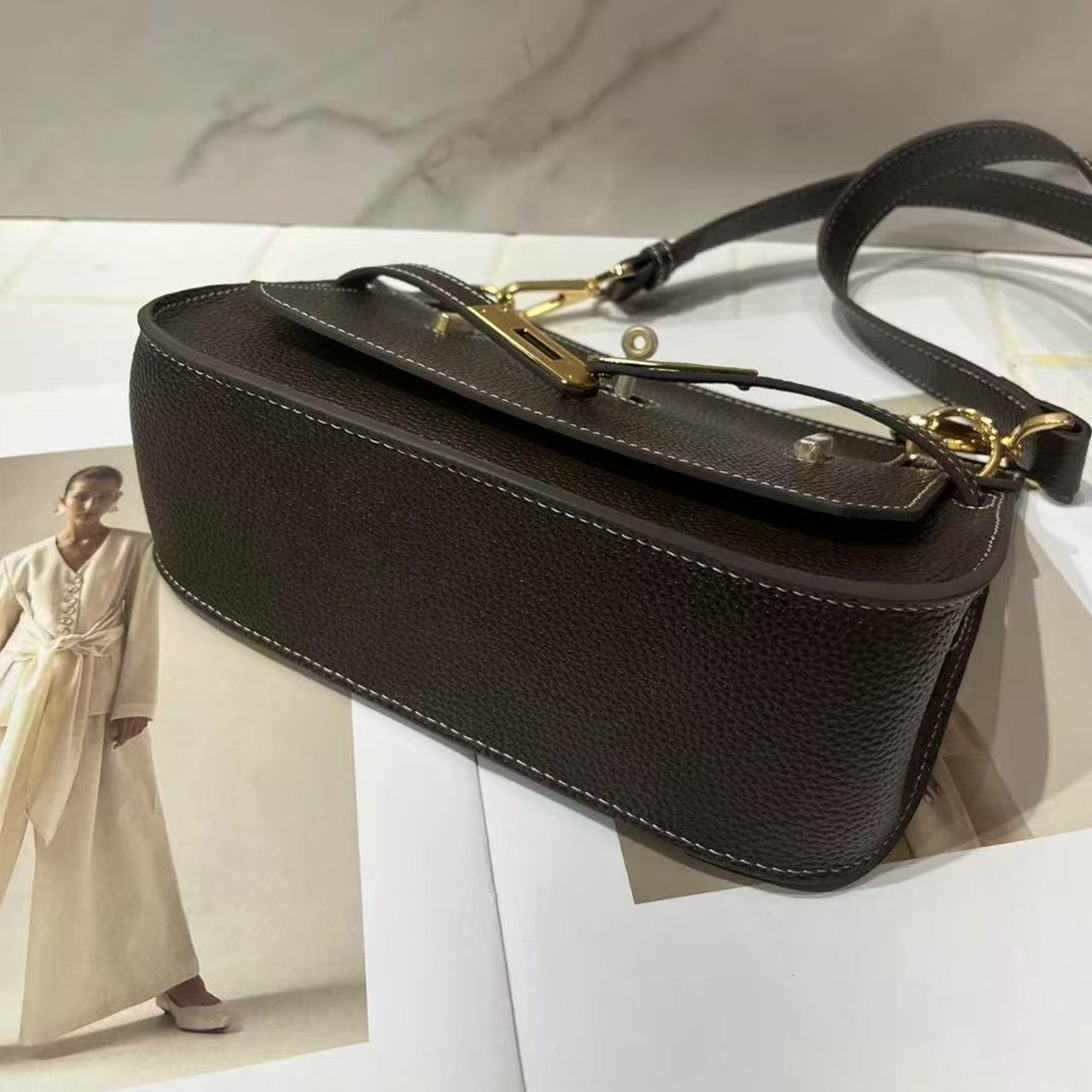 [PD0872] Barenia faubourg leather flap bag crossbody bag shoulder bag PD0872