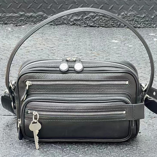 [PD0900]28cm Luxury-Grade Tree Sap Leather Camera Bag, Unisex Genuine Leather Handbag and Crossbody Bag PD0900