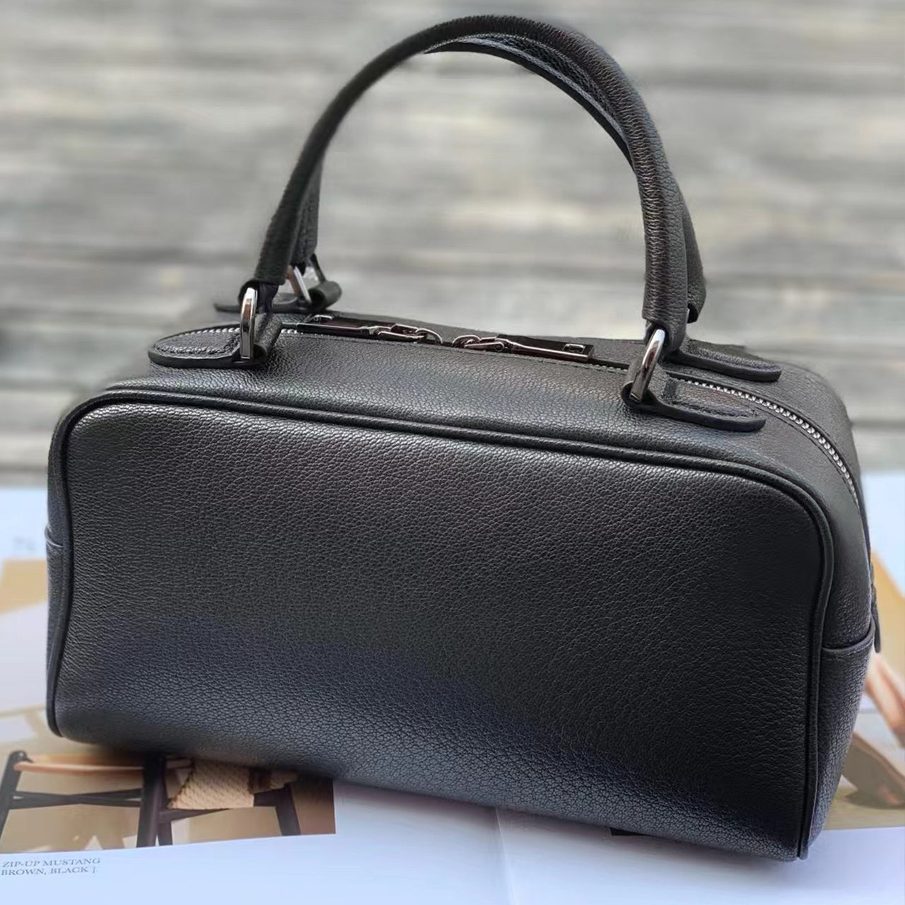 [PD0901] Top grain Deer embossed lambskin noble Boston spacious 23cm PD0901