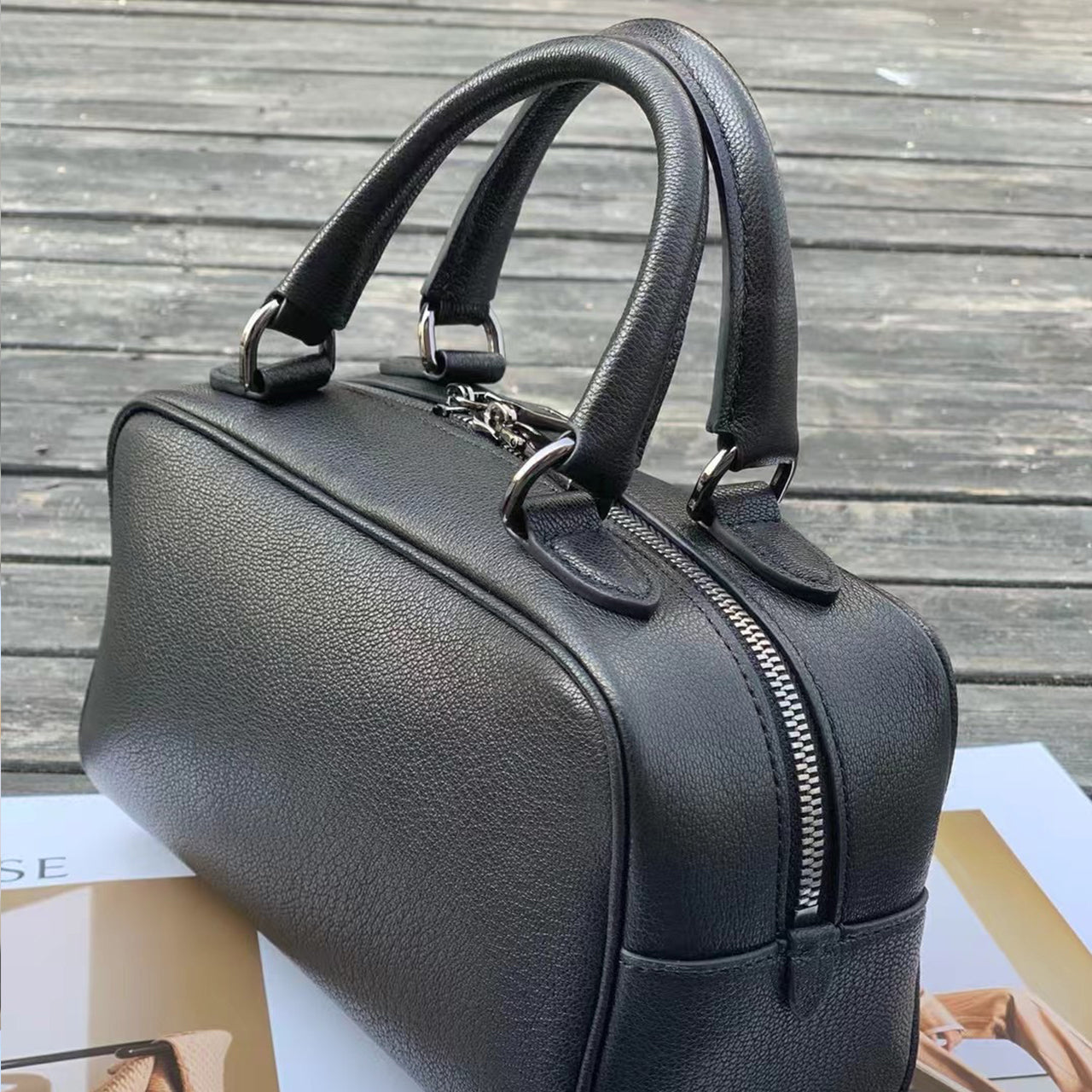 [PD0901] Top grain Deer embossed lambskin noble Boston spacious 23cm PD0901