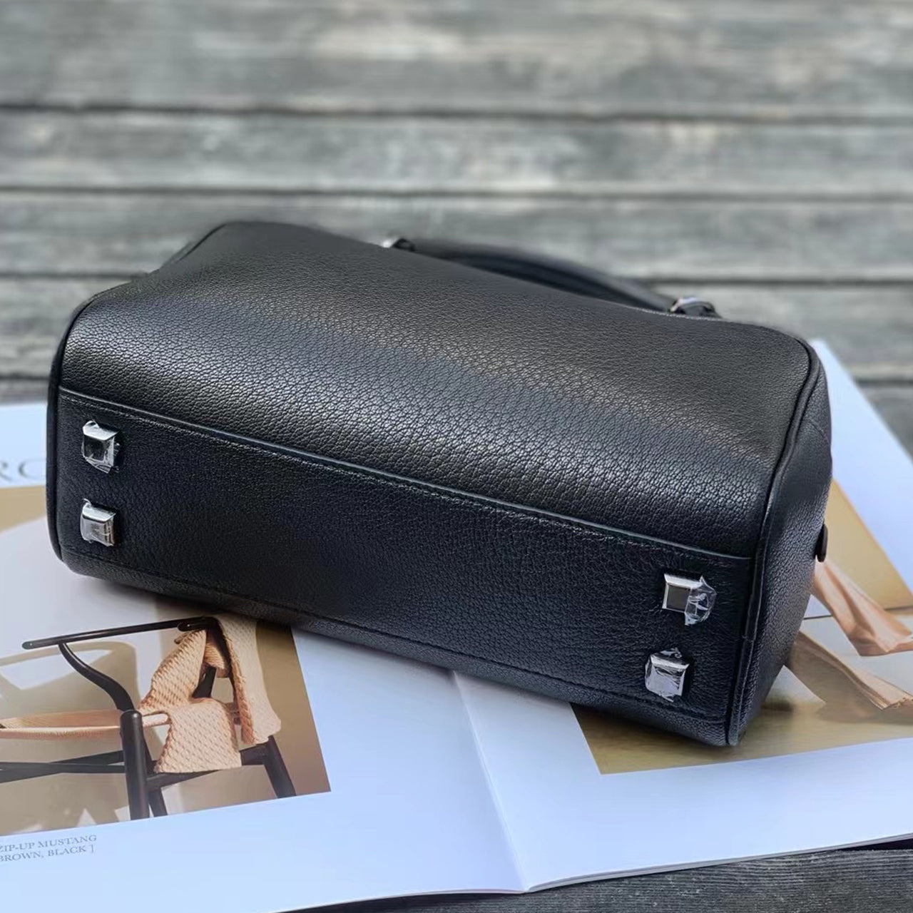 [PD0901] Top grain Deer embossed lambskin noble Boston spacious 23cm PD0901