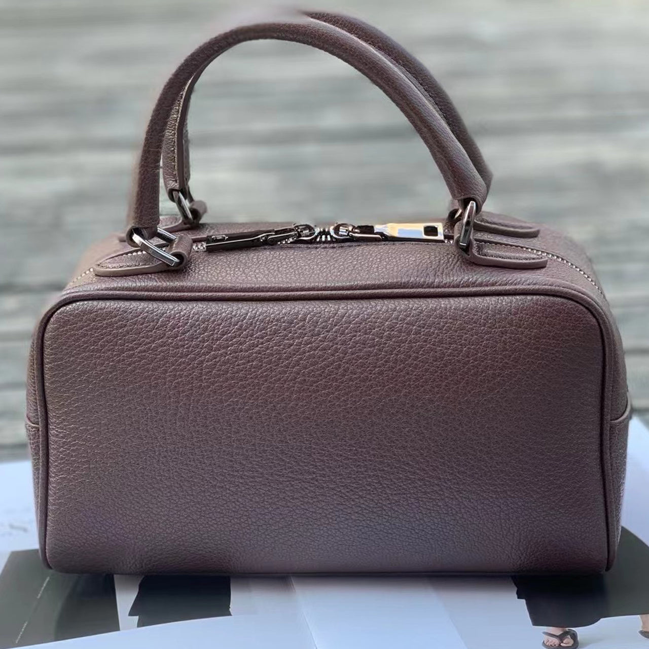 [PD0901] Top grain Deer embossed lambskin noble Boston spacious 23cm PD0901