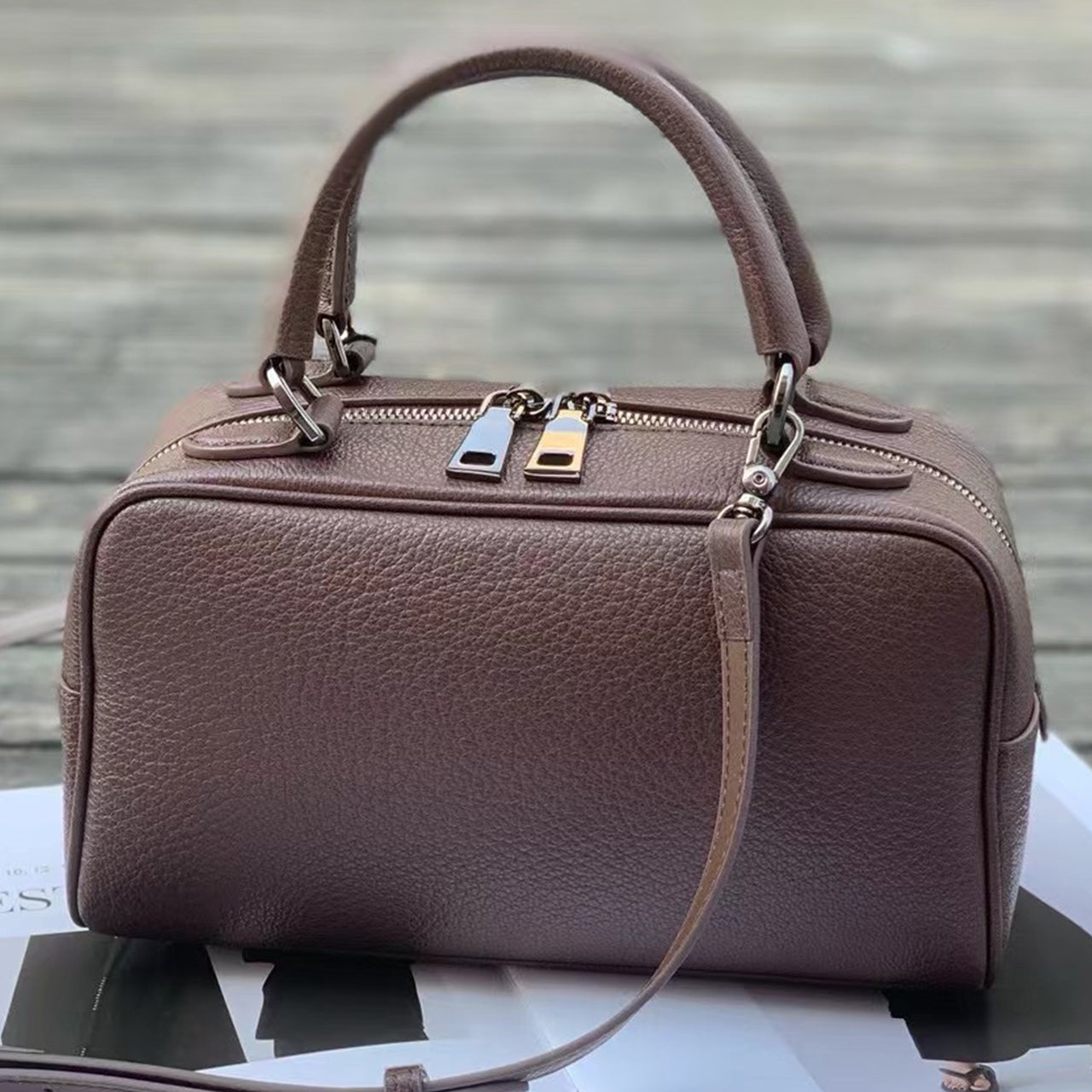 [PD0901] Top grain Deer embossed lambskin noble Boston spacious 23cm PD0901