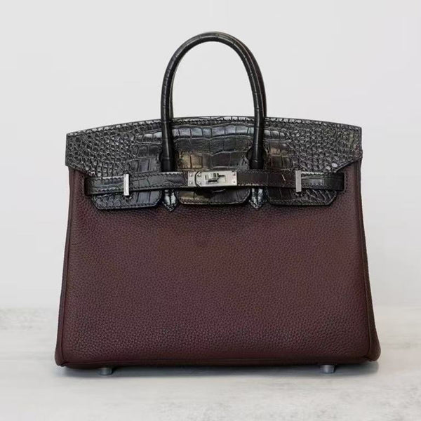 [PD0921] Premium togo leather with crocodile embossing cowhide handbag 25cm and 30cm PD0921