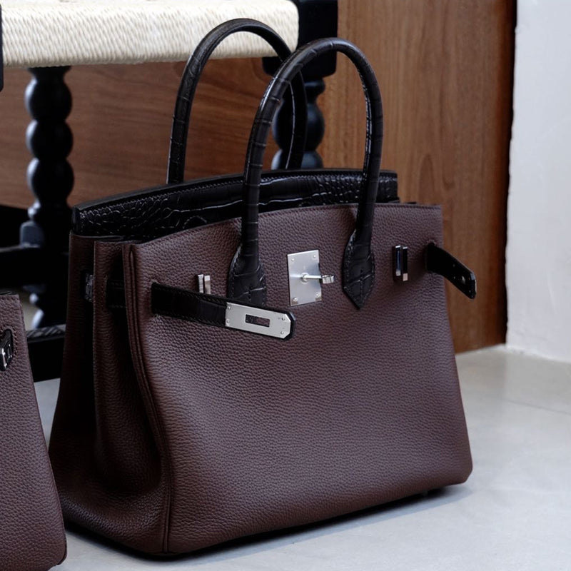 [PD0921] Premium togo leather with crocodile embossing cowhide handbag 25cm and 30cm PD0921
