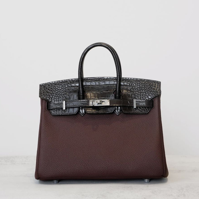 [PD0921] Premium togo leather with crocodile embossing cowhide handbag 25cm and 30cm PD0921