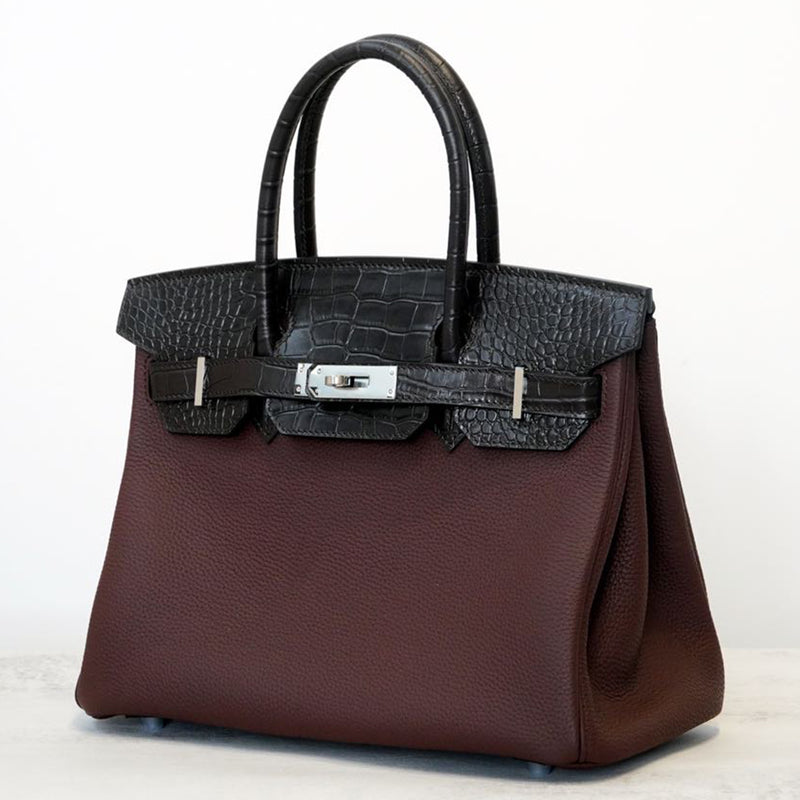 [PD0921] Premium togo leather with crocodile embossing cowhide handbag 25cm and 30cm PD0921