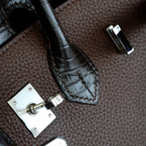 [PD0921] Premium togo leather with crocodile embossing cowhide handbag 25cm and 30cm PD0921