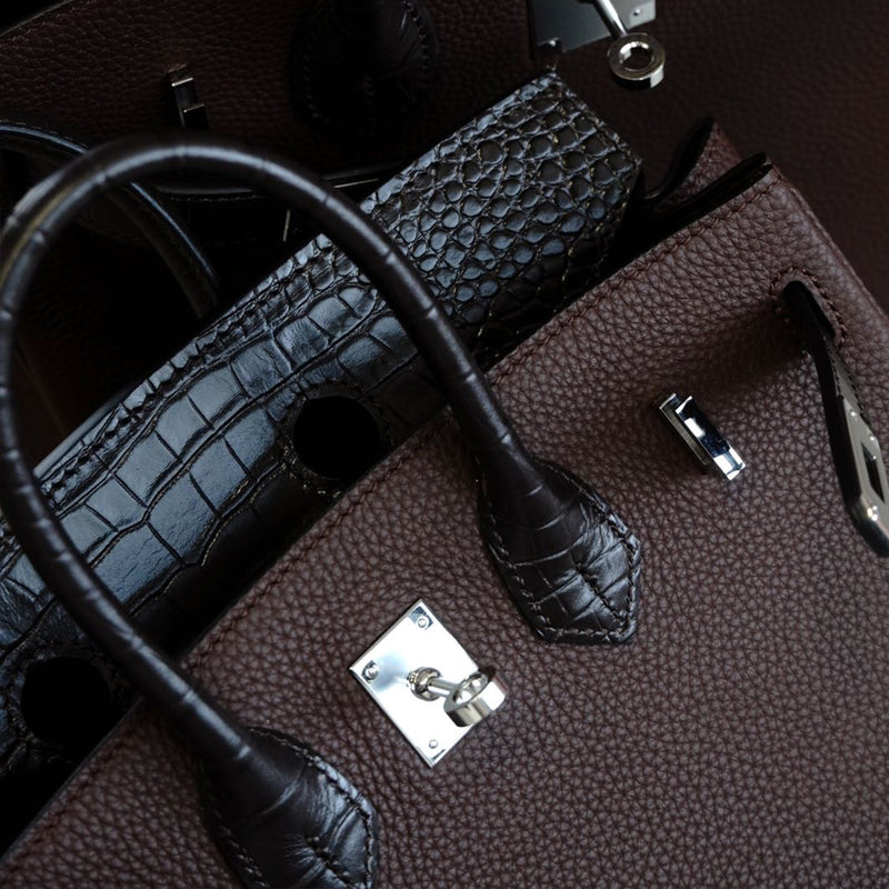[PD0921] Premium togo leather with crocodile embossing cowhide handbag 25cm and 30cm PD0921