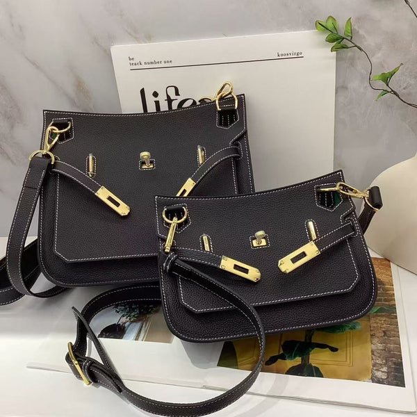 [PD0926] Premium Togo leather dual color sling bag shoulder bag unisex 23 cm and  27cm PD0926