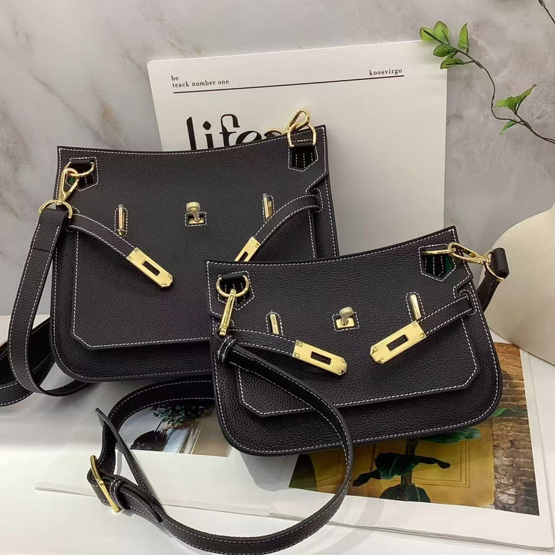 [PD0926] Premium Togo leather dual color sling bag shoulder bag unisex 23 cm and  27cm PD0926