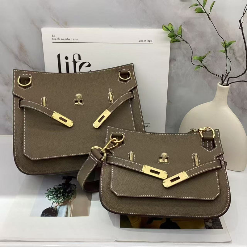 [PD0926] Premium Togo leather dual color sling bag shoulder bag unisex 23 cm and  27cm PD0926
