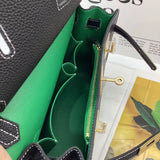 [PD0926] Premium Togo leather dual color sling bag shoulder bag unisex 23 cm and  27cm PD0926