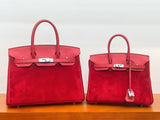 Premium suede with swift leather handbag with sling old money style 25cm and 30cm PD0929