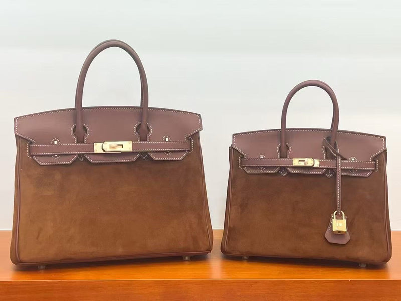 Premium suede with swift leather handbag with sling old money style 25cm and 30cm PD0929