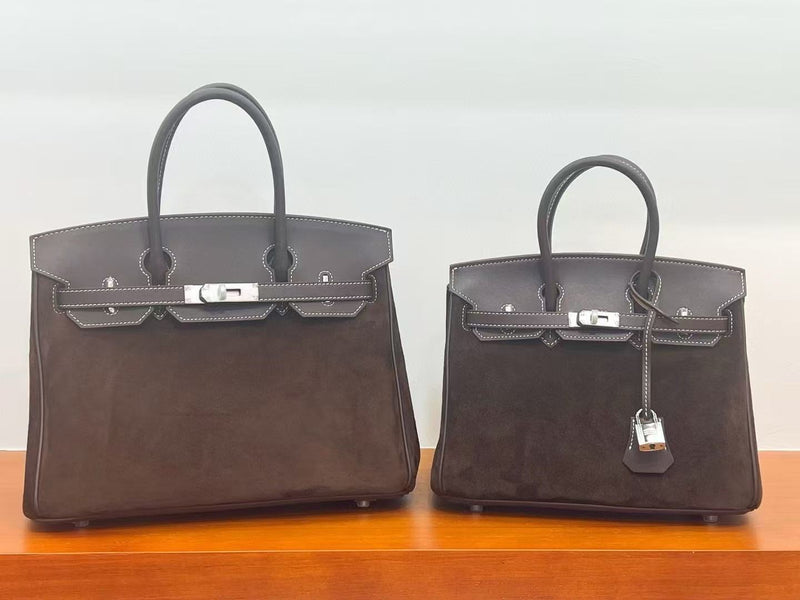 Premium suede with swift leather handbag with sling old money style 25cm and 30cm PD0929