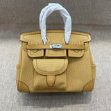[PD0941] Pocket Bag Swift leather with premium canvas size 25cm with long strap PD0941