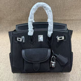 [PD0941] Pocket Bag Swift leather with premium canvas size 25cm with long strap PD0941