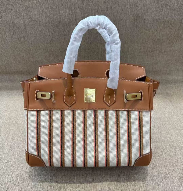 High quality embroidery canvas with swift leather handbag 25cm &30cm  PD0948