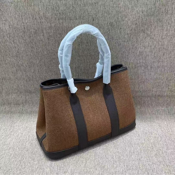Togo leather with woolen fabric  handbag for women 30cm and 36cm with strap  PD0950