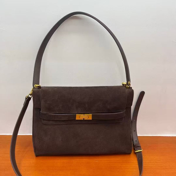 Old money style High quality Suade underarm bag 32cm crossbody PD0953