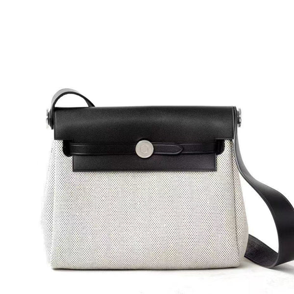 [PD0956] Delicate tanned leather mini 20cm with premium canvas bag for women with sling PD0956