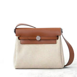 [PD0956] Delicate tanned leather mini 20cm with premium canvas bag for women with sling PD0956