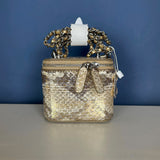 [PD0983] Genuine snakeskin mini chain crossbody bag lipstick case earphones case 10cm PD0983