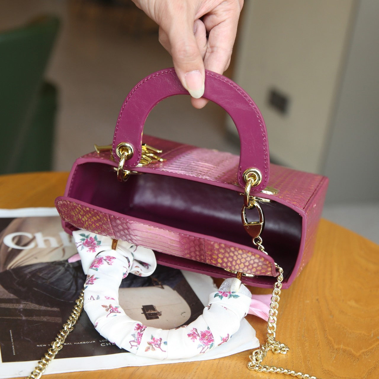 [PD0984]full genuine snakeskin lady d style with sling party bag for women 20cm roomy PD0984