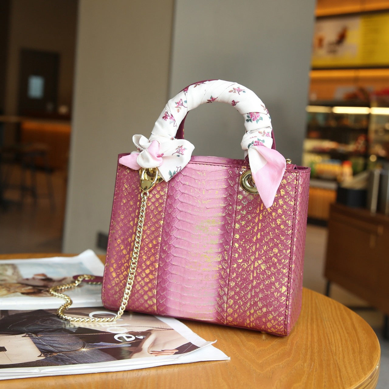[PD0984]full genuine snakeskin lady d style with sling party bag for women 20cm roomy PD0984