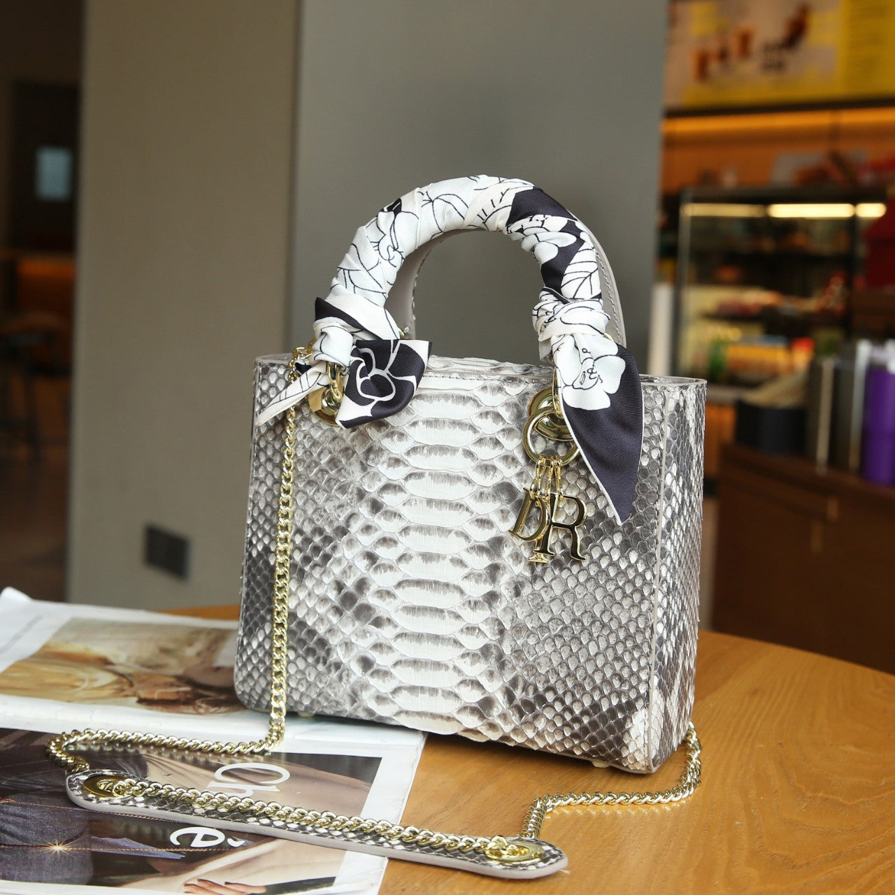 [PD0984]full genuine snakeskin lady d style with sling party bag for women 20cm roomy PD0984