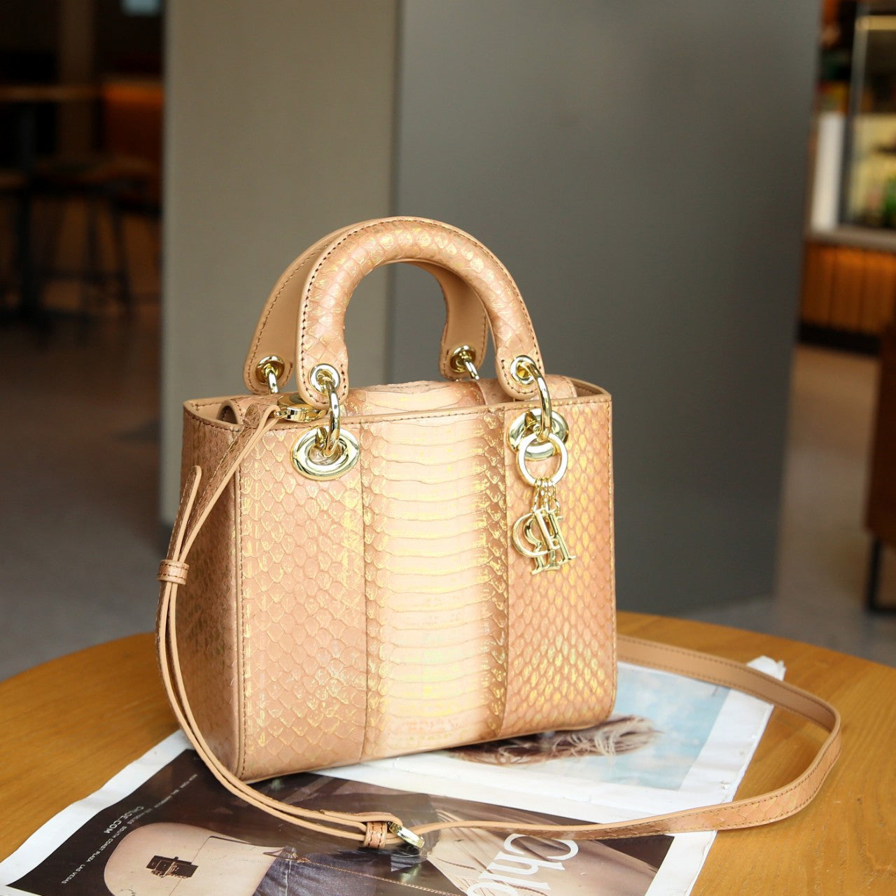 [PD0984]full genuine snakeskin lady d style with sling party bag for women 20cm roomy PD0984