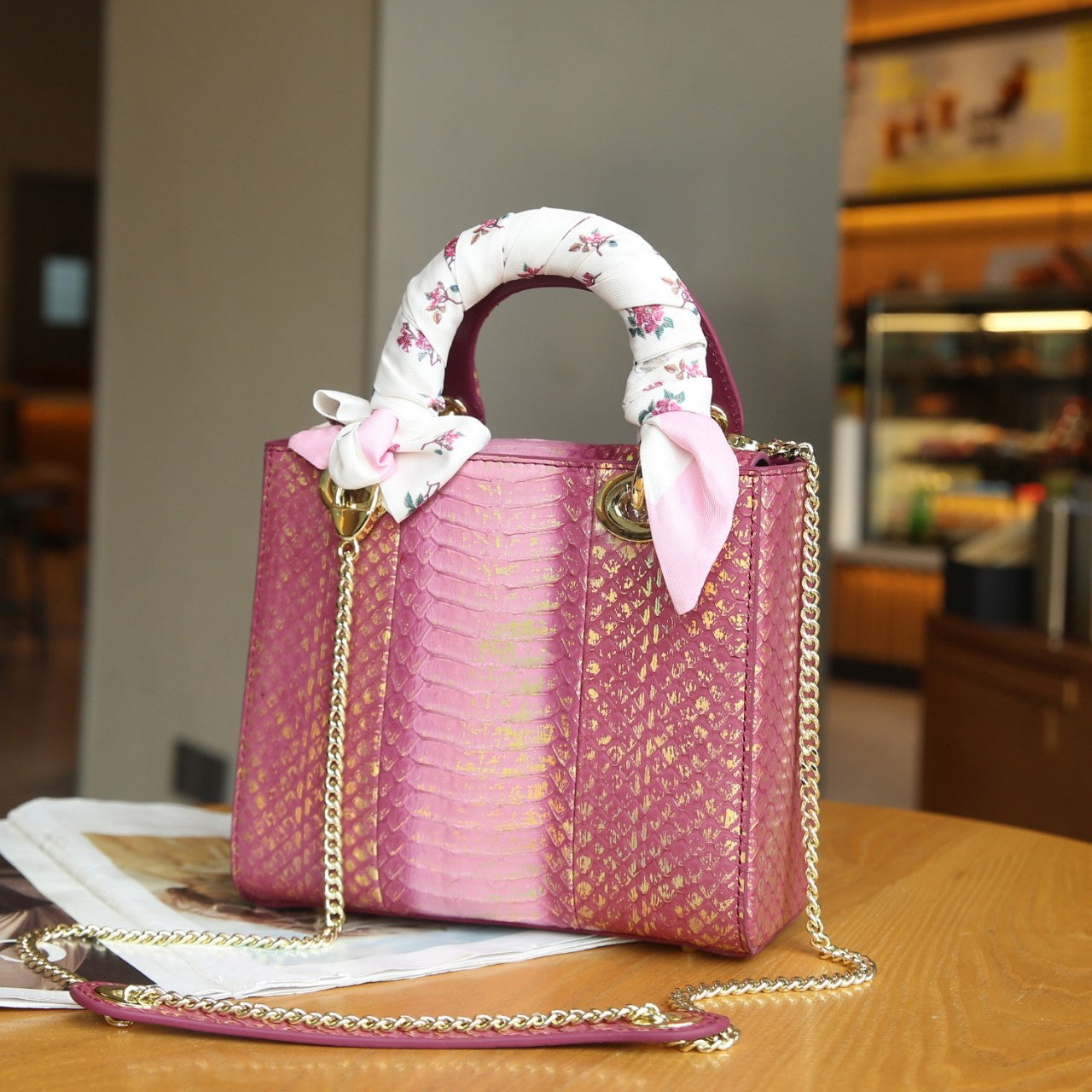 [PD0984]full genuine snakeskin lady d style with sling party bag for women 20cm roomy PD0984