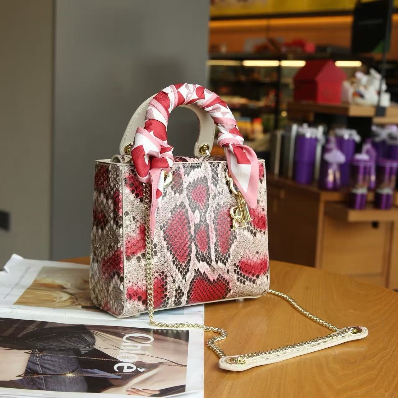 [PD0984]full genuine snakeskin lady d style with sling party bag for women 20cm roomy PD0984