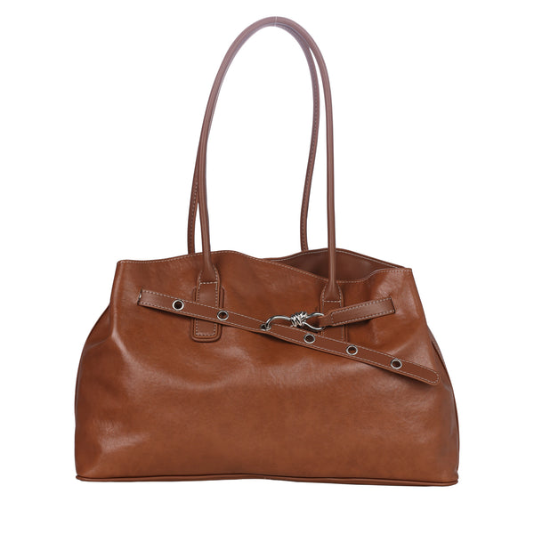 [PD0968] Large tanned top grain cowhide leather 42cm fit laptop timeless fashion for women PD0968
