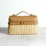 [PD0986] Master Craftsmanship 20cm Rattan & Leather Sling/Handbag for women PD0986
