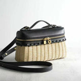 [PD0986] Master Craftsmanship 20cm Rattan & Leather Sling/Handbag for women PD0986