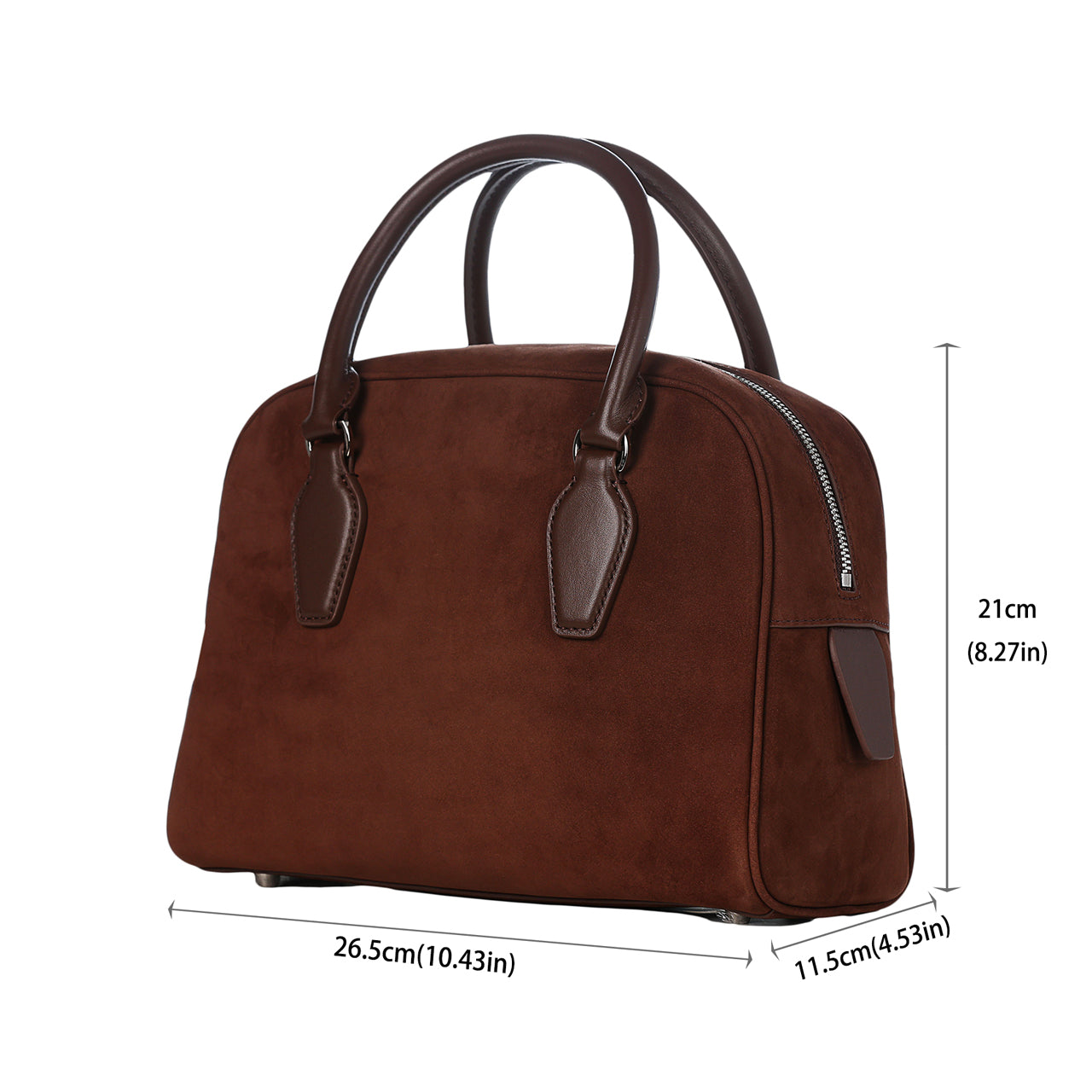 [PD0987] Suede leather Boston dual color inside out 27cm handbag sling bag for women PD0987