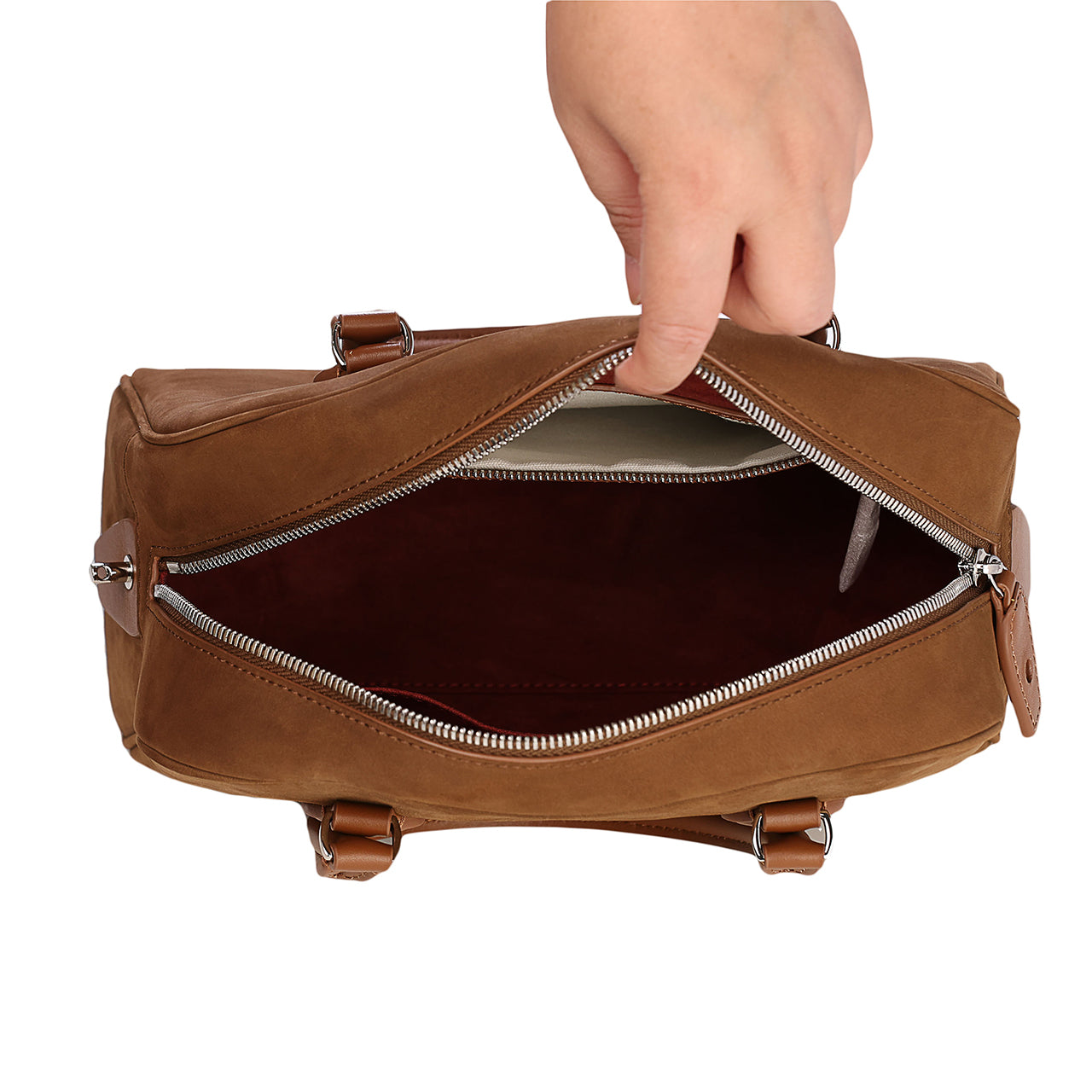 [PD0987] Suede leather Boston dual color inside out 27cm handbag sling bag for women PD0987