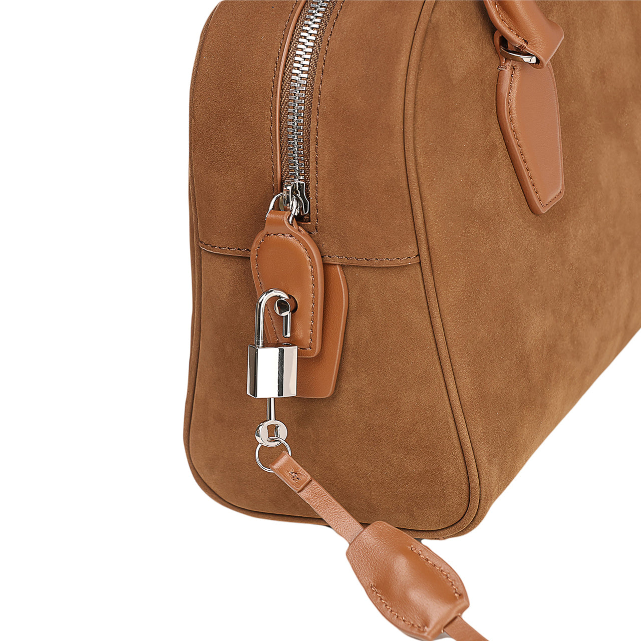 [PD0987] Suede leather Boston dual color inside out 27cm handbag sling bag for women PD0987