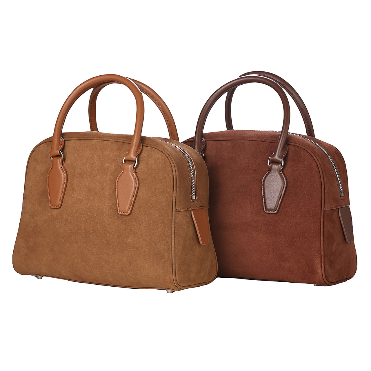 [PD0987] Suede leather Boston dual color inside out 27cm handbag sling bag for women PD0987